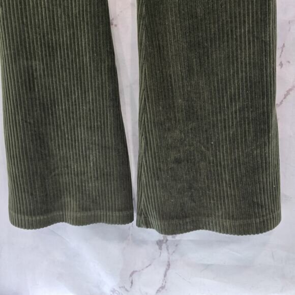 Aerie Leggings Womens Small R Green Flare Groove On Velour Corduroy High Rise - Picture 8 of 11